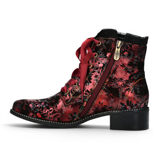 Laura Vita Floral Women, gotische viktorianische rote Lederstiefel mit Absatz – Emcmao-45 - Image 3