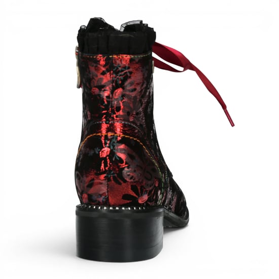 Laura Vita Floral Women, gotische viktorianische rote Lederstiefel mit Absatz – Emcmao-45 - Image 6