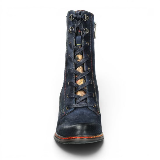 Laura Vita Goth Victorian Floral Blue Lederstiefel mit Schnürstiefel mit Absatz – Eleao-42 - Image 5