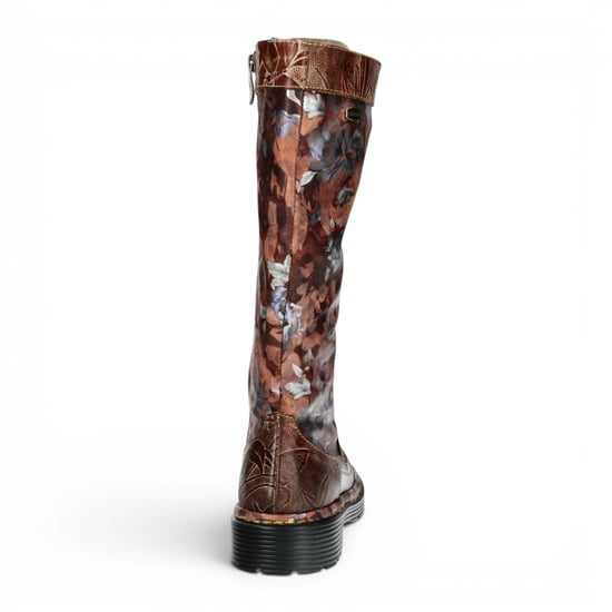 Laura Vita Damen-Maroon-Gotische viktorianische Blumen-Maroon-Leder-Knieschnürstiefel – Incaso-50 - Image 6