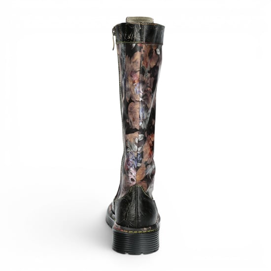 Laura Vita Damen-Maroon-Gothic-Floral-Schwarze Leder-Knie-Schnürstiefel – Incaso-50 - Image 6
