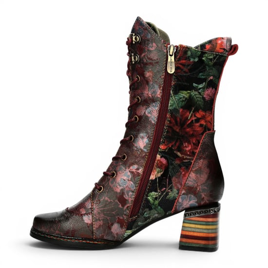 Laura Vita Goth Victorian Floral Wine Leather High Schnürstiefel für Frauen – Ibcano-15 - Image 3