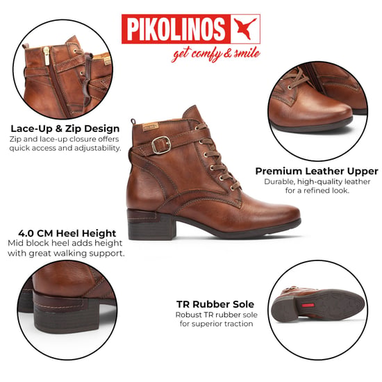 Pikolinos braune Leder-Schnürstiefel mit mittlerem Absatz – Malaga - Image 2