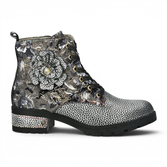 Laura Vita Gothic Victorian Floral Grey Leder-Schnürstiefel für Frauen – Cocrailo-47 - Image 1