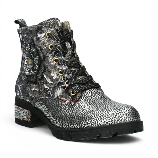 Laura Vita Gothic Victorian Floral Grey Leder-Schnürstiefel für Frauen – Cocrailo-47 - Image 4