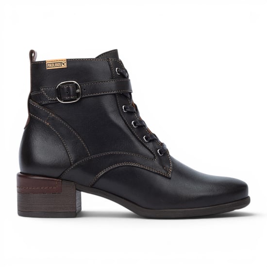 Pikolinos schwarze Leder-Schnürstiefel mit mittlerem Absatz – Malaga - Image 1