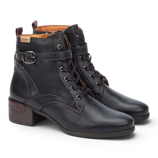 Pikolinos schwarze Leder-Schnürstiefel mit mittlerem Absatz – Malaga - Image 3