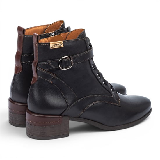 Pikolinos schwarze Leder-Schnürstiefel mit mittlerem Absatz – Malaga - Image 4