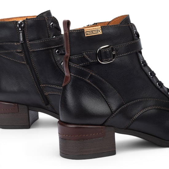 Pikolinos schwarze Leder-Schnürstiefel mit mittlerem Absatz – Malaga - Image 5