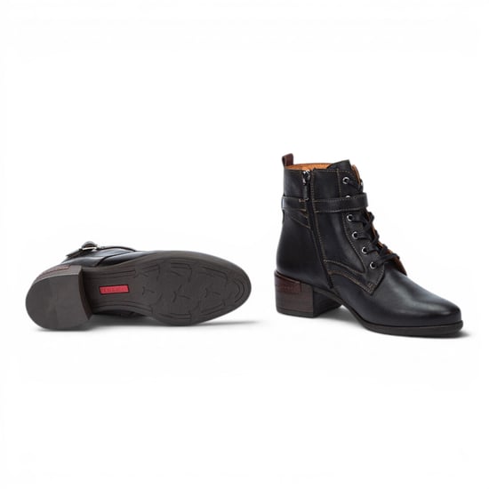 Pikolinos schwarze Leder-Schnürstiefel mit mittlerem Absatz – Malaga - Image 6