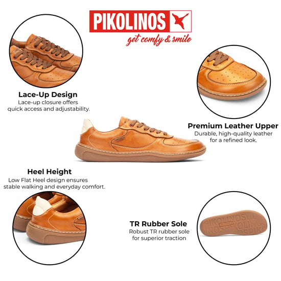Pikolinos Tan Brown Leather Sneakers Trainer Barfußschuhe – Aranjuez - Image 2