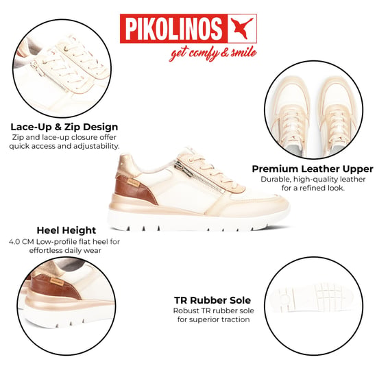 Pikolinos Damen Weiße Ledersneakers Trainerschuhe – Cantabria - Image 2