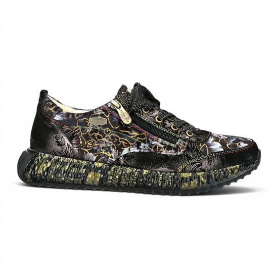 Laura Vita Goth Victorian Floral Black Leather Trainer Sneaker für Frauen – Burton-43 - Image 1