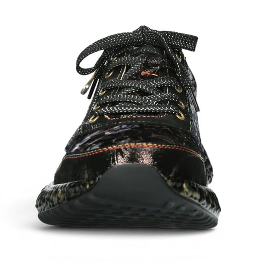 Laura Vita Goth Victorian Floral Black Leather Trainer Sneaker für Frauen – Burton-43 - Image 5