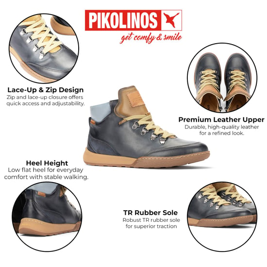 Pikolinos Damen blaue Leder-Schnürschuhe Turnschuhe – Viana - Image 2
