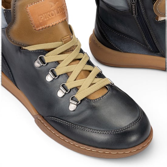 Pikolinos Damen blaue Leder-Schnürschuhe Turnschuhe – Viana - Image 6