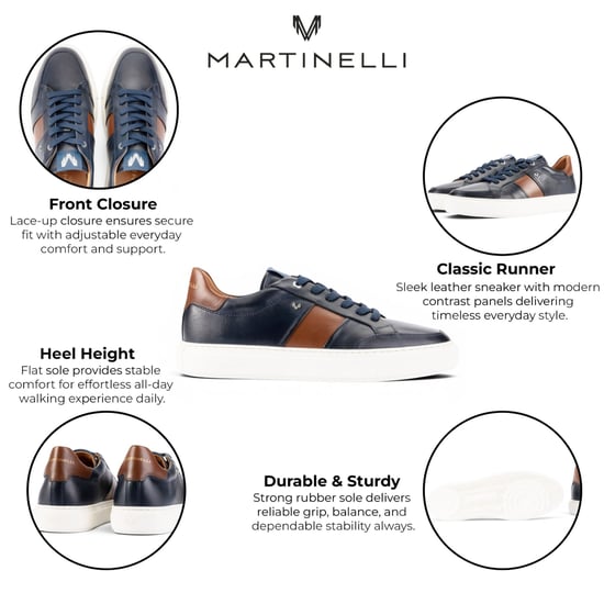 Martinelli Herren Blaue Ledersneakers Sneakers Sneaker Schuhe – Hastings - Image 2