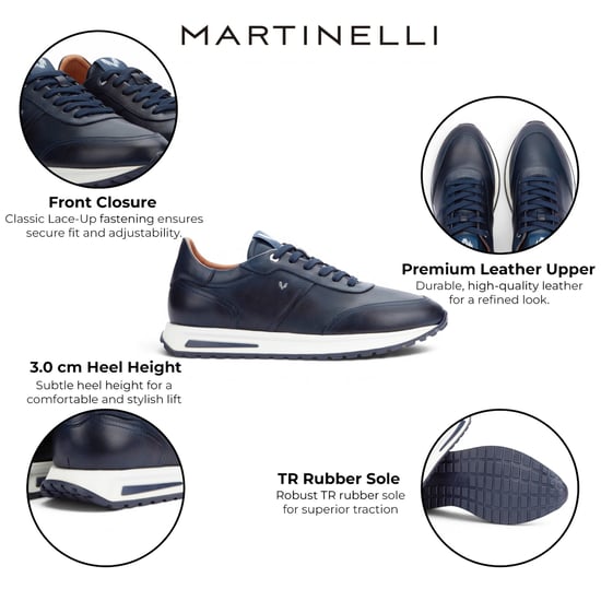 Martinelli Herren blaue Ledersneakers Trainer Schnürschuhe – Hanbury - Image 2
