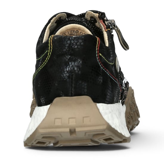 Laura Vita Damen-Schwarze Leder-Sneakerschuhe mit Blumen – Evitao-03 - Image 6