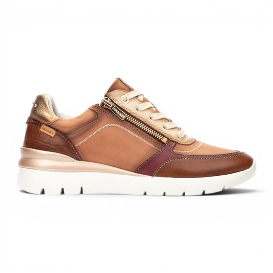 Pikolinos Damen-Tan Beige Ledersneakers Trainerschuhe – Cantabria - Image 1