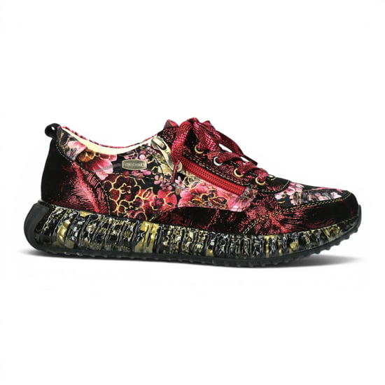 Laura Vita Goth Victorian Floral Red Leather Trainer Sneaker für Frauen – Burton-43 - Image 1