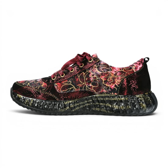 Laura Vita Goth Victorian Floral Red Leather Trainer Sneaker für Frauen – Burton-43 - Image 3
