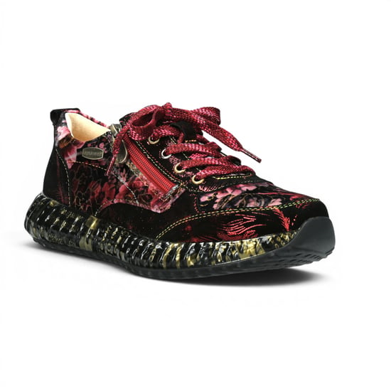 Laura Vita Goth Victorian Floral Red Leather Trainer Sneaker für Frauen – Burton-43 - Image 4