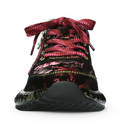 Laura Vita Goth Victorian Floral Red Leather Trainer Sneaker für Frauen – Burton-43 - Image 5