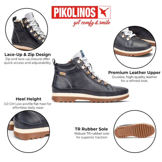 Pikolinos Damen Blaue Lederschuhe Sneaker Winter-Schnürstiefel – Vigo - Image 2
