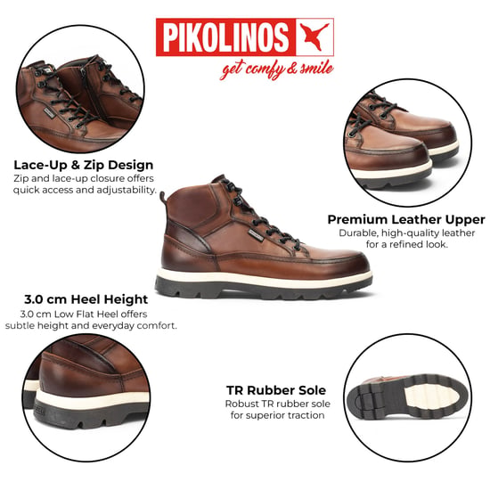 Pikolinos Herren braune Leder-Schnürstiefel – Vigo - Image 2