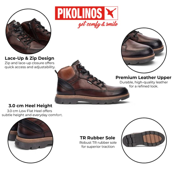 Pikolinos Herren dunkelbraune Leder-Schnürstiefel – Vigo - Image 2