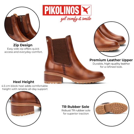 Pikolinos Braune Leder-Chelsea-Stiefel mit Absatz für Frauen – Medina - Image 2