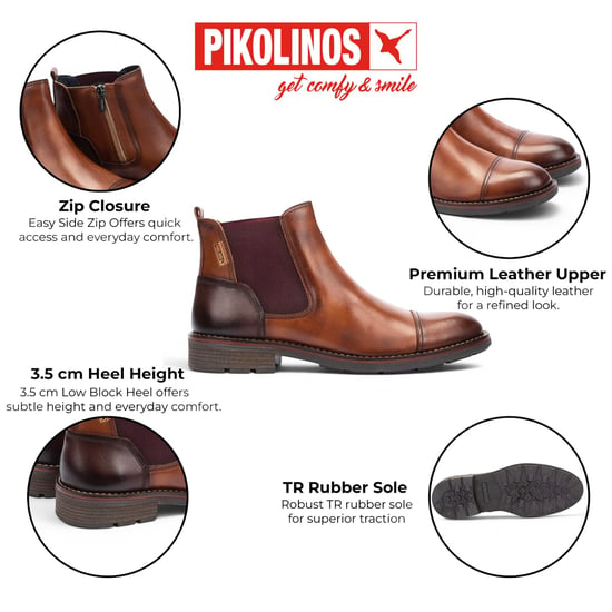 Pikolinos Herren braune Leder-Chelsea-Knöchelstiefel mit Reißverschluss – York - Image 2