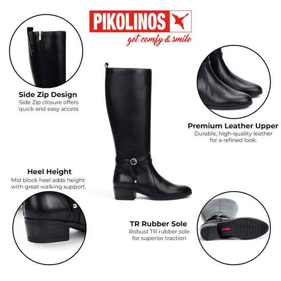 Pikolinos kniehohe schwarze Lederstiefel für Frauen – Daroca - Image 2