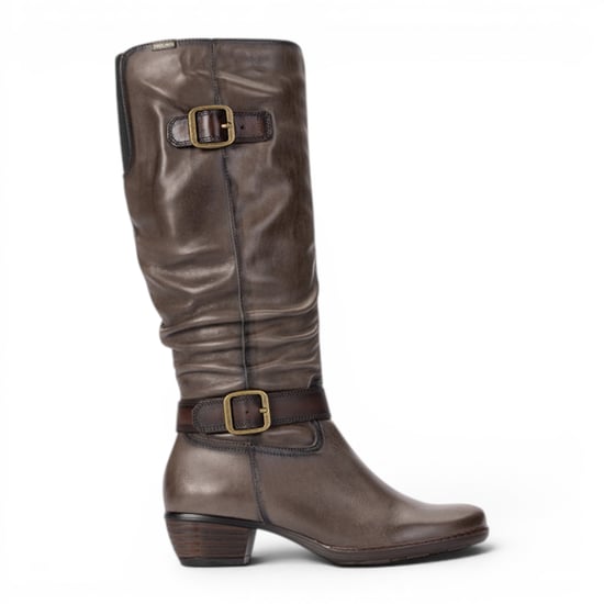 Pikolinos graue Lederstiefel mit hohem Absatz – Utiel - Image 1