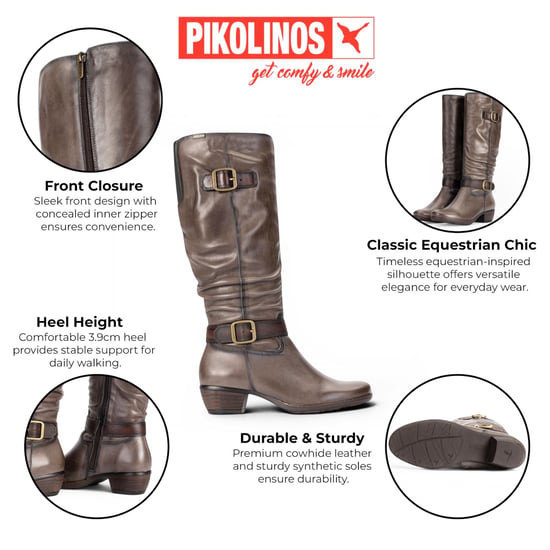 Pikolinos graue Lederstiefel mit hohem Absatz – Utiel - Image 2