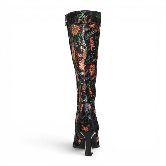 Laura Vita Schwarze viktorianische Blumenlederstiefel mit kniehohem Absatz für Frauen – Oanelo-02 - Image 6