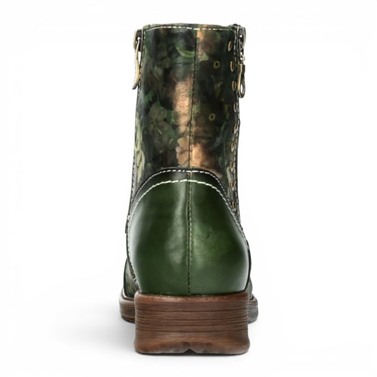 Laura Vita Damen grüne, florale viktorianische Leder-Schnürstiefel – Anitao – 14 - Image 6