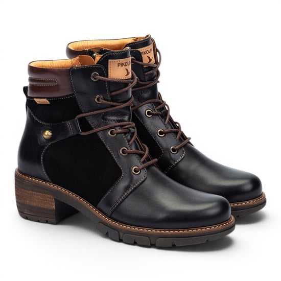 Pikolinos Schwarze Lederstiefel mit Reißverschluss und Schnürsenkel – San Sebastia - Image 3