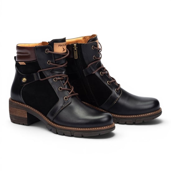 Pikolinos Schwarze Lederstiefel mit Reißverschluss und Schnürsenkel – San Sebastia - Image 6