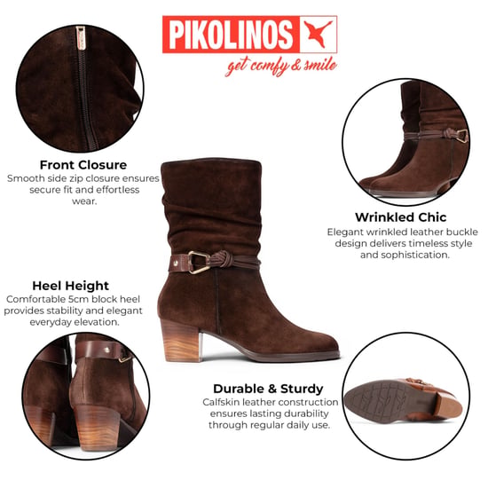 Pikolinos Damen-Dunkelbraune Lederstiefel bis zur Mitte der Wadenhöhe – Zamora - Image 2