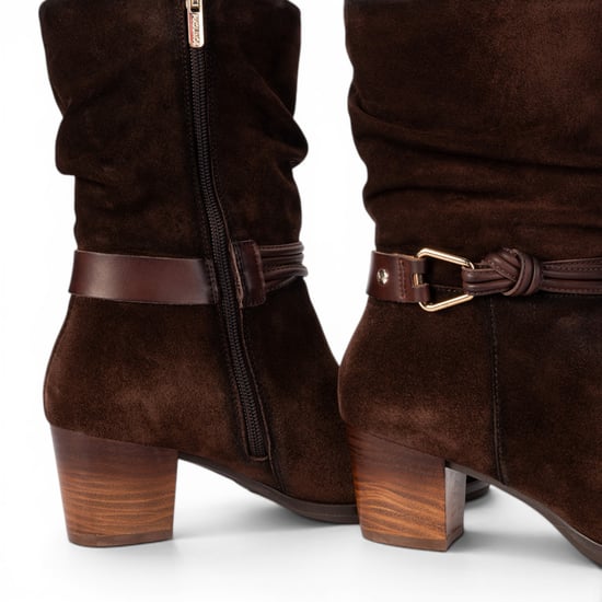 Pikolinos Damen-Dunkelbraune Lederstiefel bis zur Mitte der Wadenhöhe – Zamora - Image 6