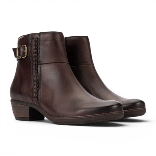 Pikolinos Damen-Caoba-Leder-Fußgelenkstiefel mit rotem Absatz – Utiel - Image 3