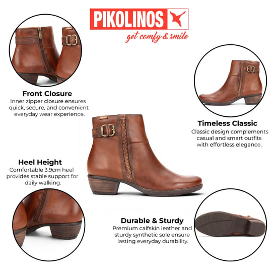 Pikolinos Damen braune Leder-Knöchelstiefel – Utiel - Image 2