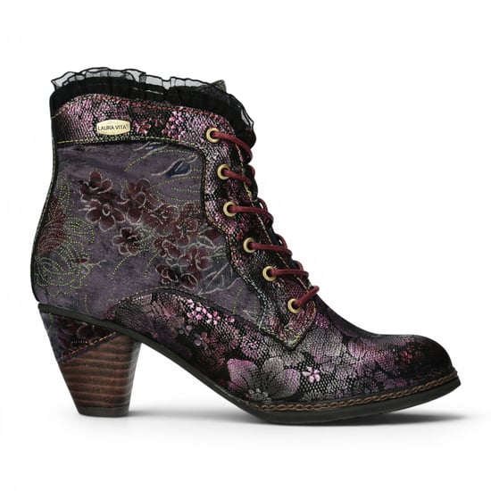 Laura Vita Damen-Blumen-Goth-viktorianische Leder-Fußstiefel mit Absatz – Alcizeeo-190 - Image 1