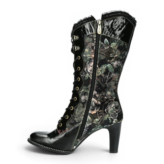 Laura Vita Floral Goth Victorian Leather High Boots mit Absatz – Alcbane-351 - Image 3