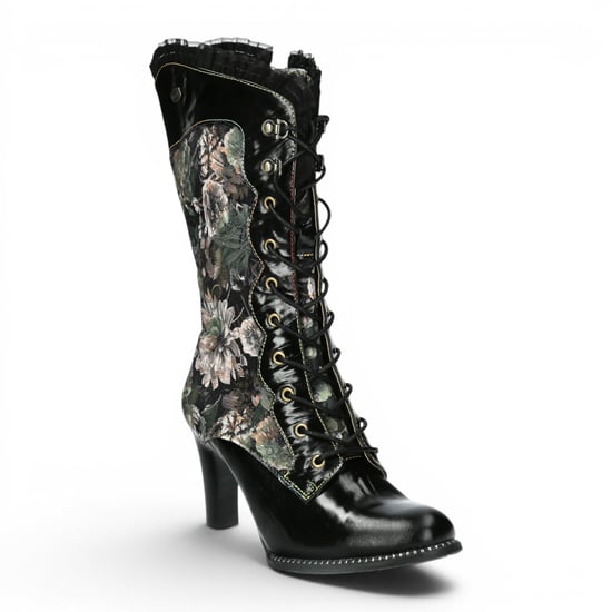Laura Vita Floral Goth Victorian Leather High Boots mit Absatz – Alcbane-351 - Image 4