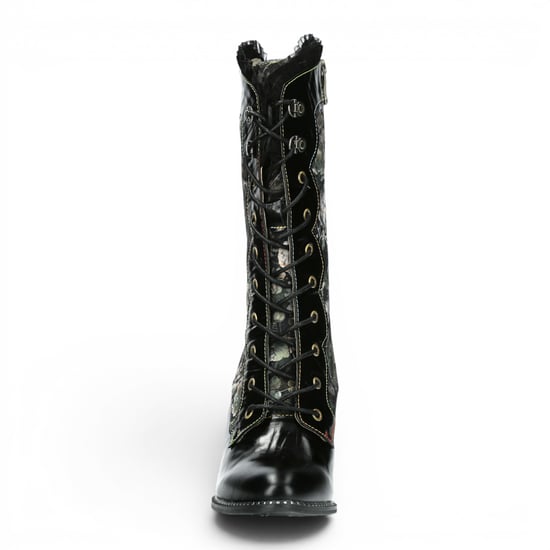 Laura Vita Floral Goth Victorian Leather High Boots mit Absatz – Alcbane-351 - Image 5