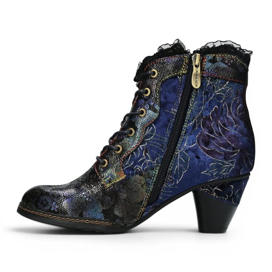 Laura Vita Floral-Goth viktorianische blaue Lederstiefel mit Absatz – Alcizeeo-190 - Image 3