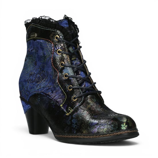 Laura Vita Floral-Goth viktorianische blaue Lederstiefel mit Absatz – Alcizeeo-190 - Image 4